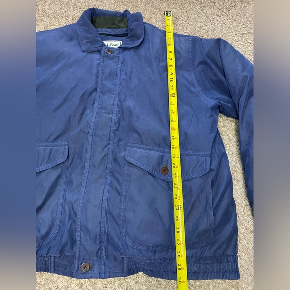 Vintage LL Bean Jacket Blue Puffer Coat Bomber Goose Down Flight Men XL TALL - Picture 6 of 14